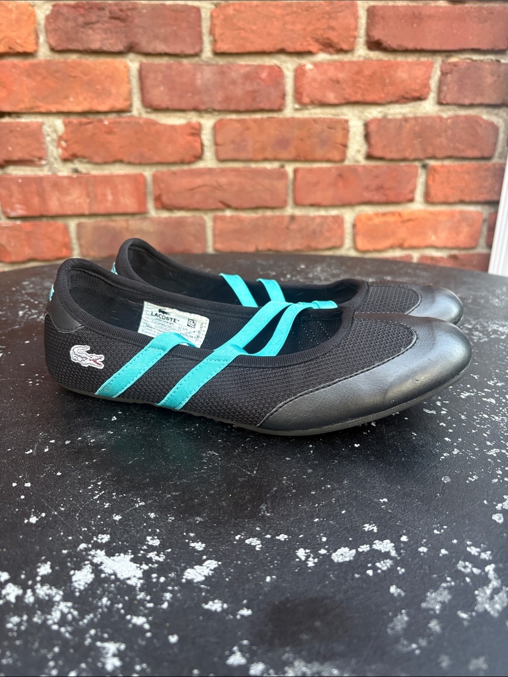 Women’s Lacoste Sport Black and Teal Sport Flats. Size 8 - Picture 3 of 7
